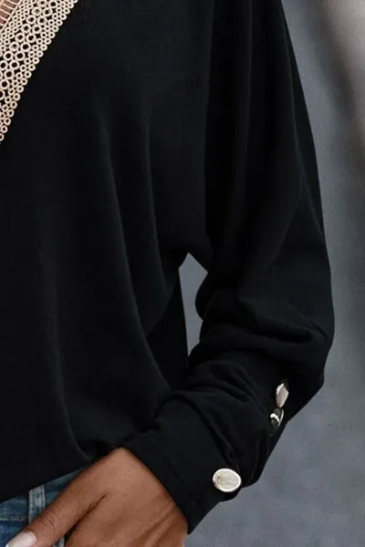 Decorative Button V-Neck Lantern Sleeve Blouse sold by Charming Charlie product image thumbnail 5