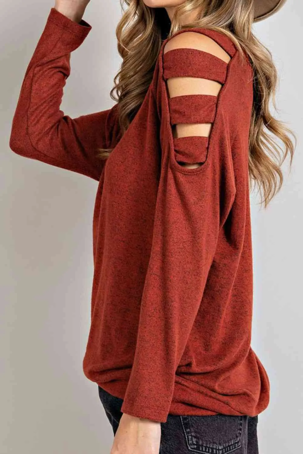 Cutout Round Neck Long Sleeve Blouse sold by Charming Charlie product image thumbnail 3