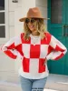 Checkered Round Neck Dropped Shoulder Sweater sold by Charming Charlie