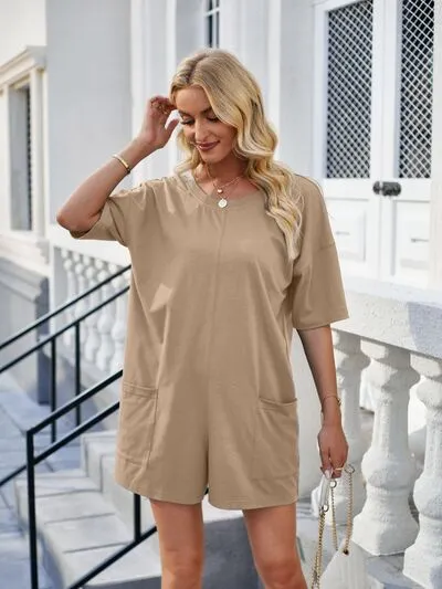 Backless Pocketed Round Neck Half Sleeve Romper sold by Charming Charlie product image thumbnail 3