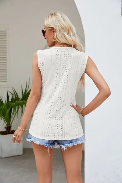 Contrast Eyelet V-Neck Tank sold by Charming Charlie product image thumbnail 3