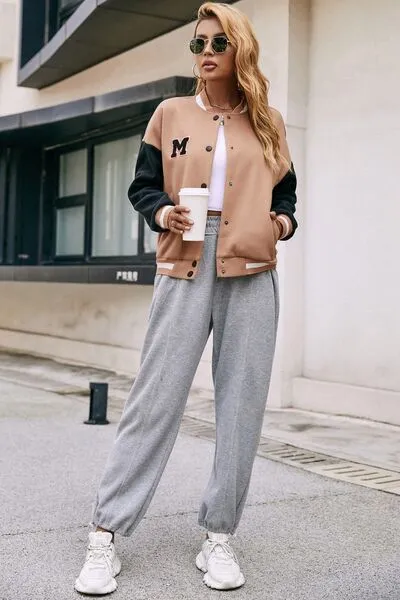 Contrast Baseball Collar Snap Down Jacket sold by Charming Charlie product image thumbnail 3