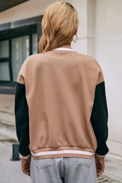 Contrast Baseball Collar Snap Down Jacket sold by Charming Charlie product image thumbnail 4