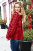 Adorable in Red Gingham Shirred Mock Neck Top sold by Charming Charlie