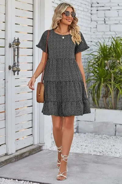Polka Dot Round Neck Tiered Dress sold by Charming Charlie product image thumbnail 4