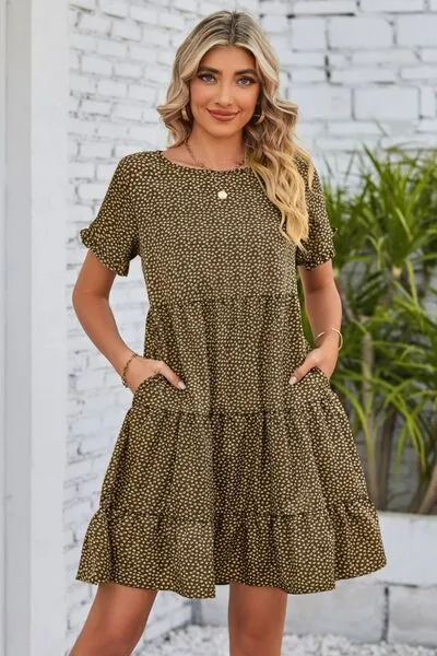 Polka Dot Round Neck Tiered Dress sold by Charming Charlie product image thumbnail 5