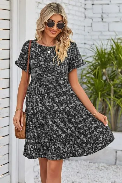Polka Dot Round Neck Tiered Dress sold by Charming Charlie product image thumbnail 2