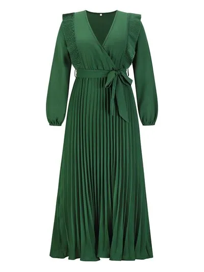 Pleated Surplice Tie Waist Maxi Dress sold by Charming Charlie product image thumbnail 4