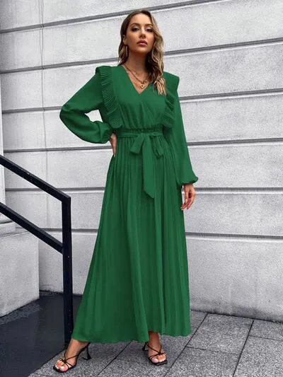 Pleated Surplice Tie Waist Maxi Dress sold by Charming Charlie