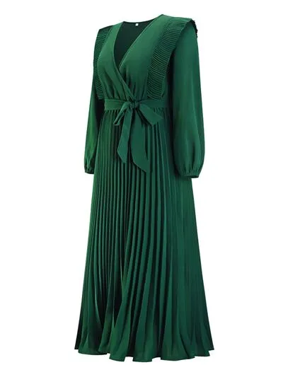 Pleated Surplice Tie Waist Maxi Dress sold by Charming Charlie product image thumbnail 5