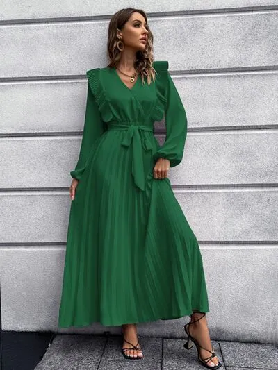 Pleated Surplice Tie Waist Maxi Dress sold by Charming Charlie product image thumbnail 2