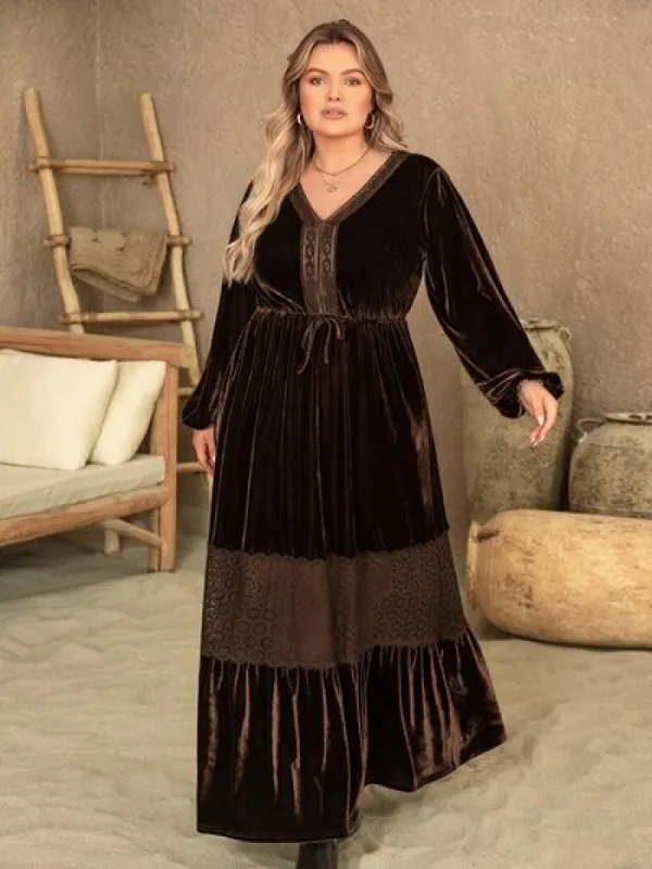 Plus Size V-Neck Balloon Sleeve Maxi Dress sold by Charming Charlie