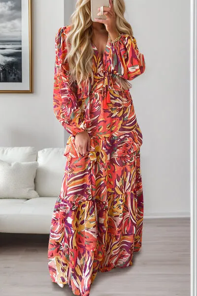 Printed Ruffled V-Neck Tiered Dress sold by Charming Charlie product image thumbnail 3