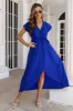Ruffled Surplice Tie Waist Slit Midi Dress sold by Charming Charlie