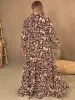 Plus Size Notched Balloon Sleeve Printed Maxi Dress sold by Charming Charlie
