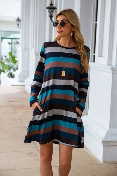 Striped Round Neck Long Sleeve Dress sold by Charming Charlie product image thumbnail 5