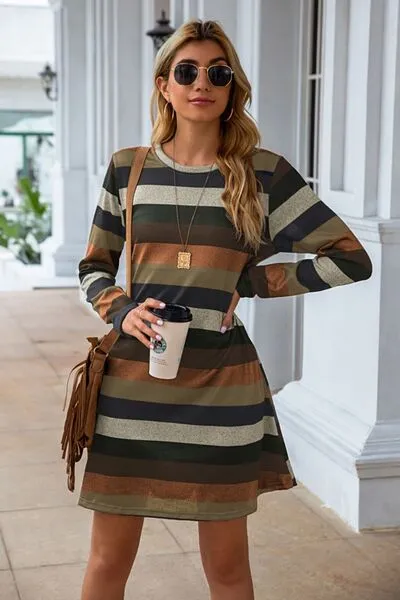 Striped Round Neck Long Sleeve Dress sold by Charming Charlie product image thumbnail 2