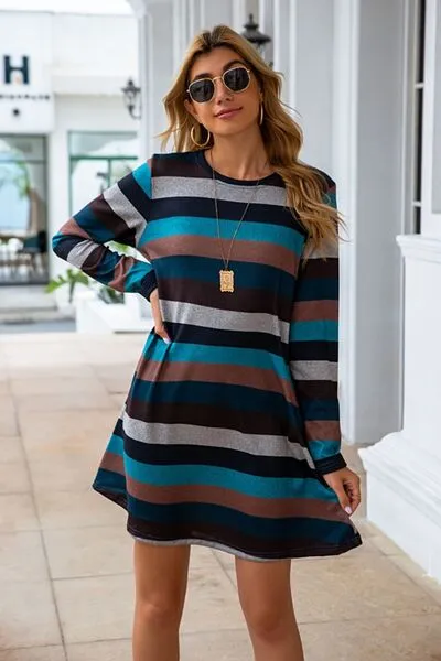 Striped Round Neck Long Sleeve Dress sold by Charming Charlie product image thumbnail 4