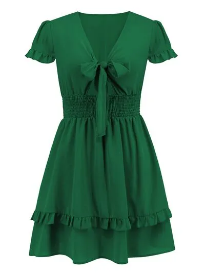 Tied V-Neck Tiered Mini Dress sold by Charming Charlie product image thumbnail 5