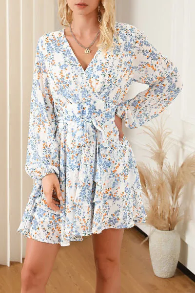 Printed Surplice Balloon Sleeve Mini Dress sold by Charming Charlie