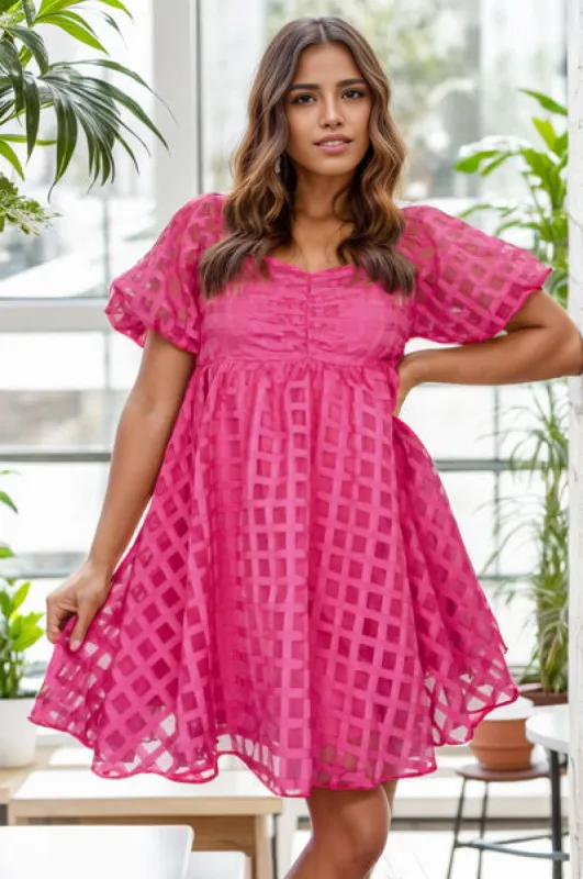 Ruched Balloon Sleeve Mini Dress sold by Charming Charlie