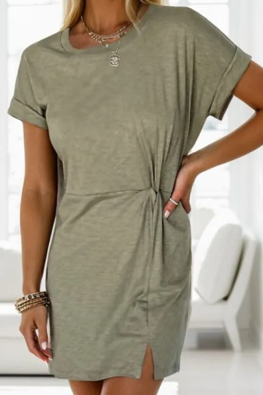 Twisted Round Neck Short Sleeve Dress sold by Charming Charlie