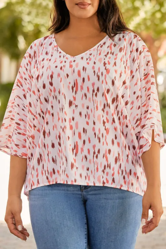 Plus Size Printed V-Neck Blouse sold by Charming Charlie