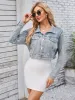 Pocketed Button Up Dropped Shoulder Denim Jacket sold by Charming Charlie