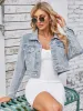 Pocketed Button Up Dropped Shoulder Denim Jacket sold by Charming Charlie
