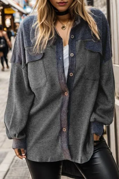 Pocketed Button Up Dropped Shoulder Jacket sold by Charming Charlie product image thumbnail 2