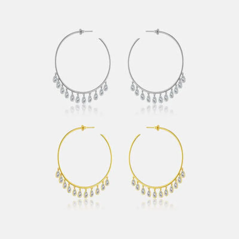 Inlaid Zircon 925 Sterling Silver Earrings sold by Charming Charlie