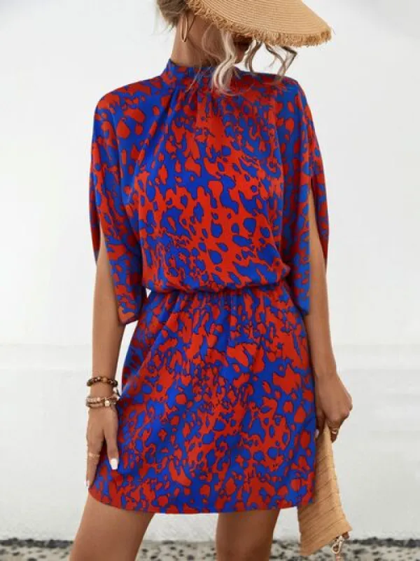 Tied Printed Mock Neck Mini Dress sold by Charming Charlie