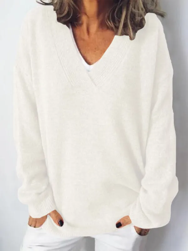 V-Neck Dropped Shoulder Sweater sold by Charming Charlie