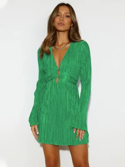 Tied Plunge Flare Sleeve Mini Dress sold by Charming Charlie product image thumbnail 3