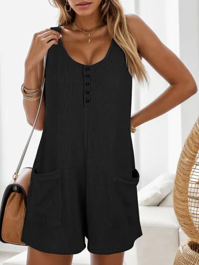Waffle-Knit Scoop Neck Wide Strap Romper sold by Charming Charlie