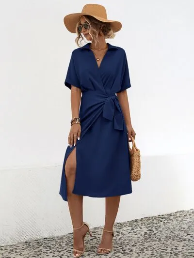 Tied Slit Short Sleeve Dress sold by Charming Charlie product image thumbnail 4