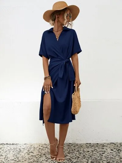 Tied Slit Short Sleeve Dress sold by Charming Charlie