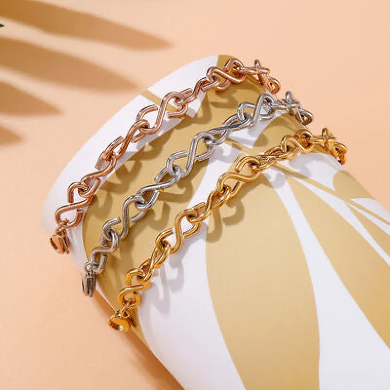Stainless Steel Figure 8 Chain Link Bracelet sold by Charming Charlie