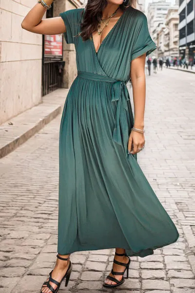 Surplice Tie Waist Short Sleeve Dress sold by Charming Charlie product image thumbnail 4