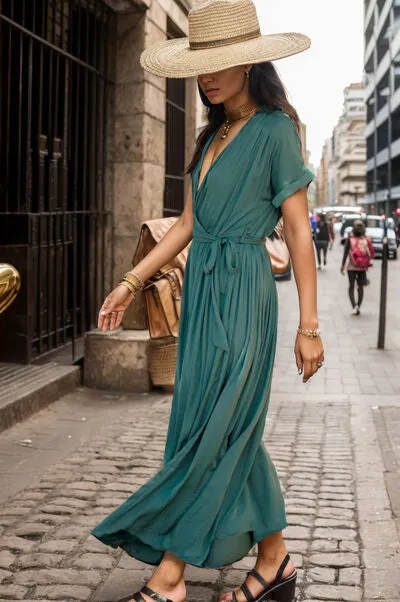 Surplice Tie Waist Short Sleeve Dress sold by Charming Charlie product image thumbnail 2