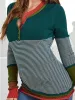 Striped Contrast Notched Long Sleeve Sweater sold by Charming Charlie
