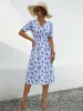 Slit Printed V-Neck Short Sleeve Dress sold by Charming Charlie