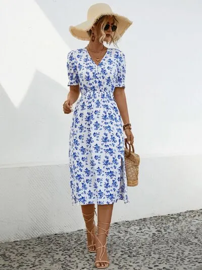 Slit Printed V-Neck Short Sleeve Dress sold by Charming Charlie product image thumbnail 5