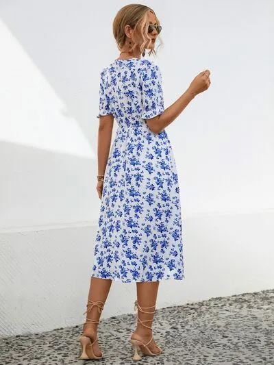 Slit Printed V-Neck Short Sleeve Dress sold by Charming Charlie product image thumbnail 2