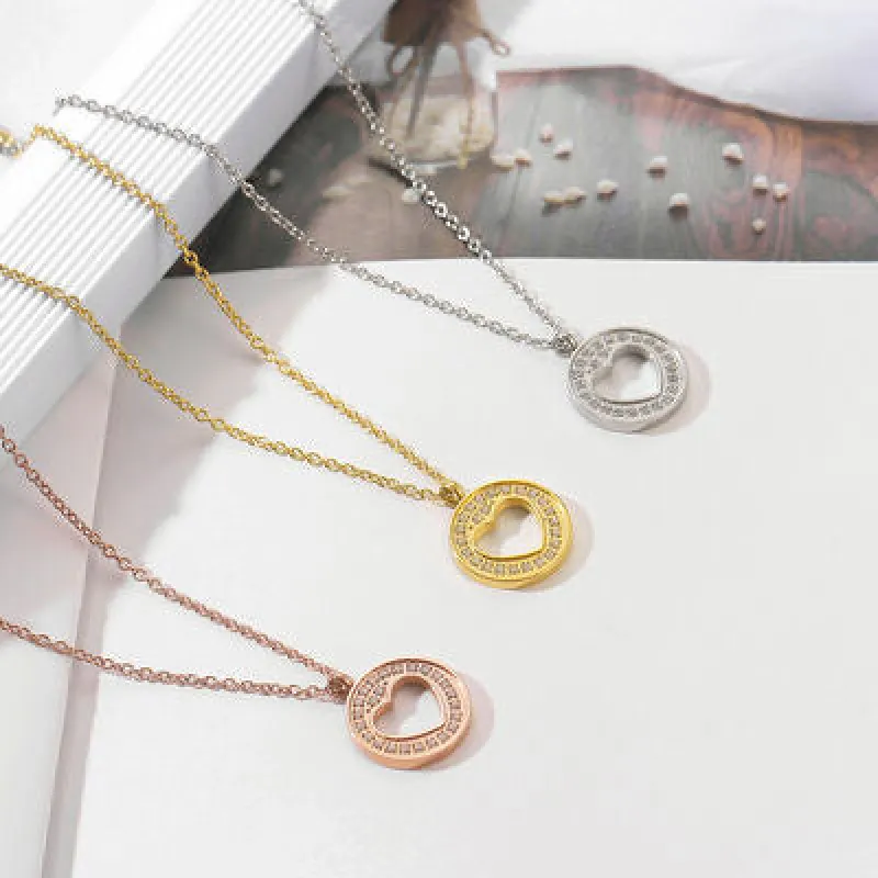 Stainless Steel Inlaid Rhinestone Pendant Necklace sold by Charming Charlie
