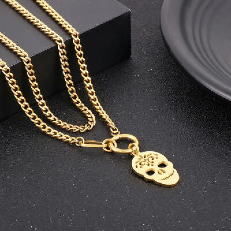 Skull Shape Double-Layered Pendant Necklace sold by Charming Charlie