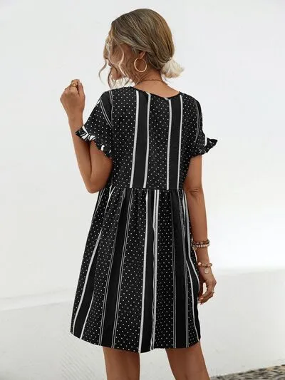 Striped Polka Dot Frill Short Sleeve Mini Dress sold by Charming Charlie product image thumbnail 2