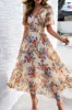 Smocked Floral V-Neck Short Sleeve Dress sold by Charming Charlie