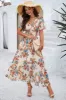Smocked Floral V-Neck Short Sleeve Dress sold by Charming Charlie