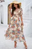 Smocked Floral V-Neck Short Sleeve Dress sold by Charming Charlie